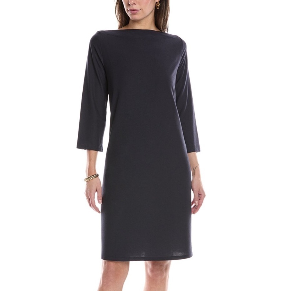 NEW With Tags Eileen Fisher Bateau Neck Shift Dress Charcoal Grey Size Small